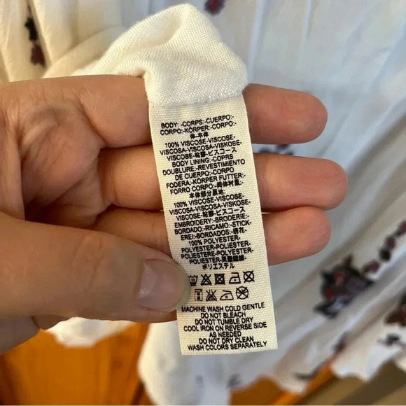 Free People Womens Ivory Oxford Embroidered Mini Dress Floral Gauze Sz S $129 - Picture 12 of 14